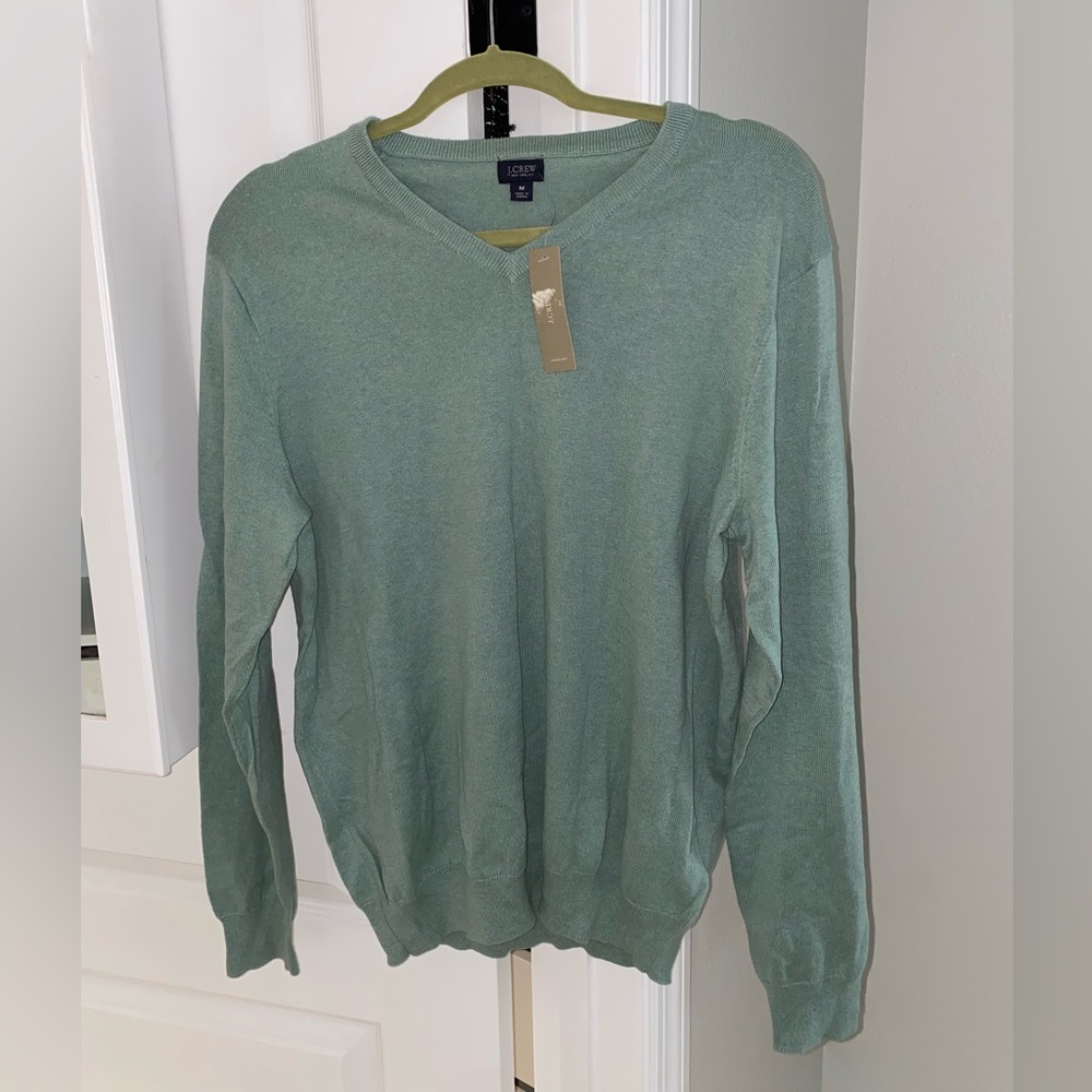 J. Crew Green V-Neck Sweater Lightweight Knit